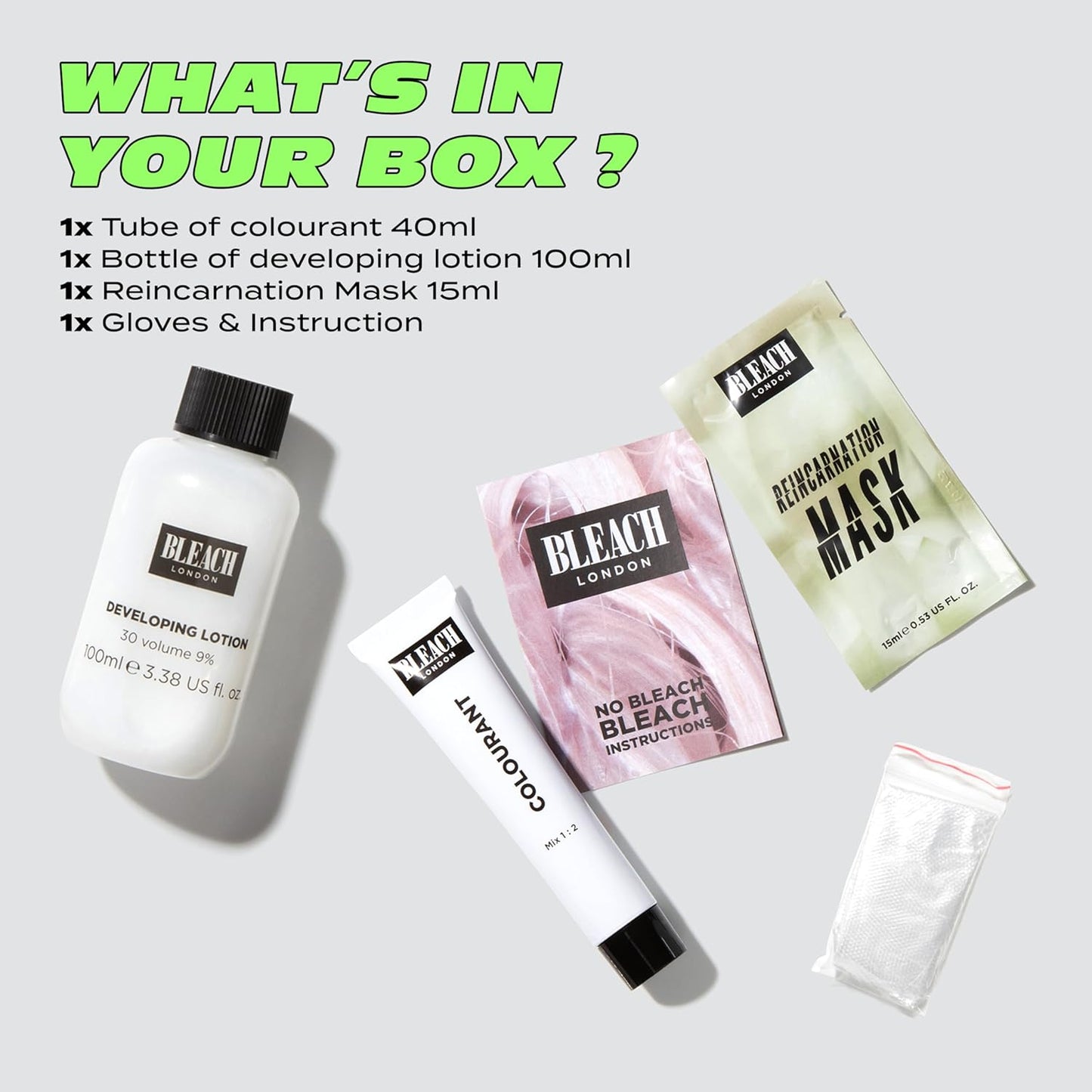 Bleach London No Bleach Bleach - Persulfate-Free High Lift Tint for Gentle Lightening - Takes Hair Up to 5 Shades Lighter - Suitable for All Hair Types - (Complete Kit)