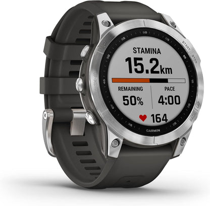 Garmin f?nix 7 Multisport GPS Watch, Silver with Graphite Band