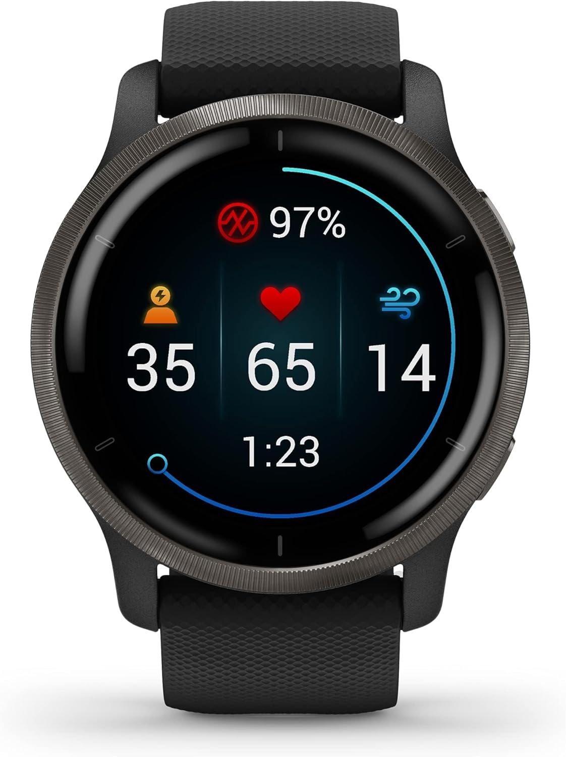 Garmin Venu 2 GPS 43mm Smartwatch, AMOLED Touchscreen, All-day Advanced Health & Fitness Features, Music Storage, Wellness Smartwatch with up to 11 days battery life,