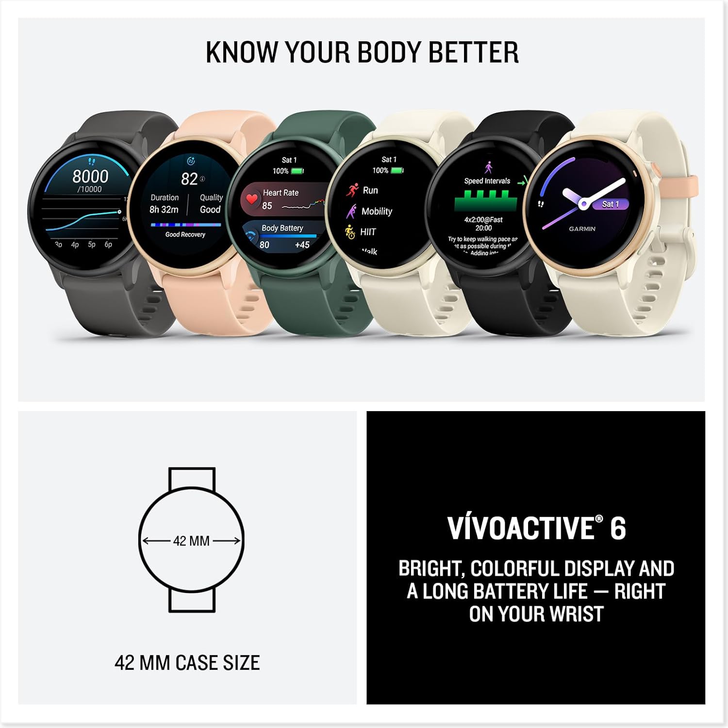 Garmin vívoactive 6 GPS 42mm Amazon Exclusive Smartwatch, AMOLED Touchscreen, All-day Health Monitoring,Fitness Features,Advanced Sleep Coaching,Music, up to 11 days battery life,