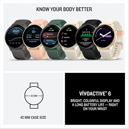 Garmin vívoactive 6 GPS 42mm Amazon Exclusive Smartwatch, AMOLED Touchscreen, All-day Health Monitoring,Fitness Features,Advanced Sleep Coaching,Music, up to 11 days battery life,