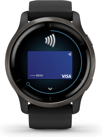 Garmin Venu 2 GPS 43mm Smartwatch, AMOLED Touchscreen, All-day Advanced Health & Fitness Features, Music Storage, Wellness Smartwatch with up to 11 days battery life,