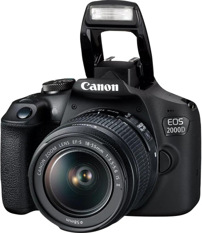 Canon EOS 2000D Camera + EF-S 18-55mm IS II Lens - Black