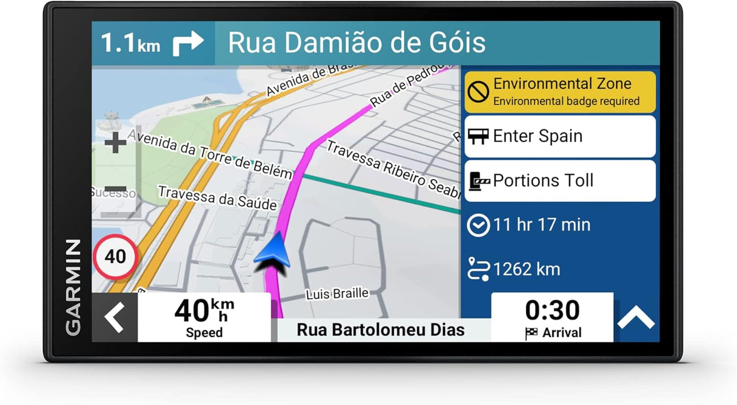 Garmin DriveSmart 66 ,GPS Sat Nav, 6" Display, Map Updates for UK, Ire and Full Europe, Live Traffic via app,Bluetooth Hands-free Calling,Voice Commands/Smart Features,