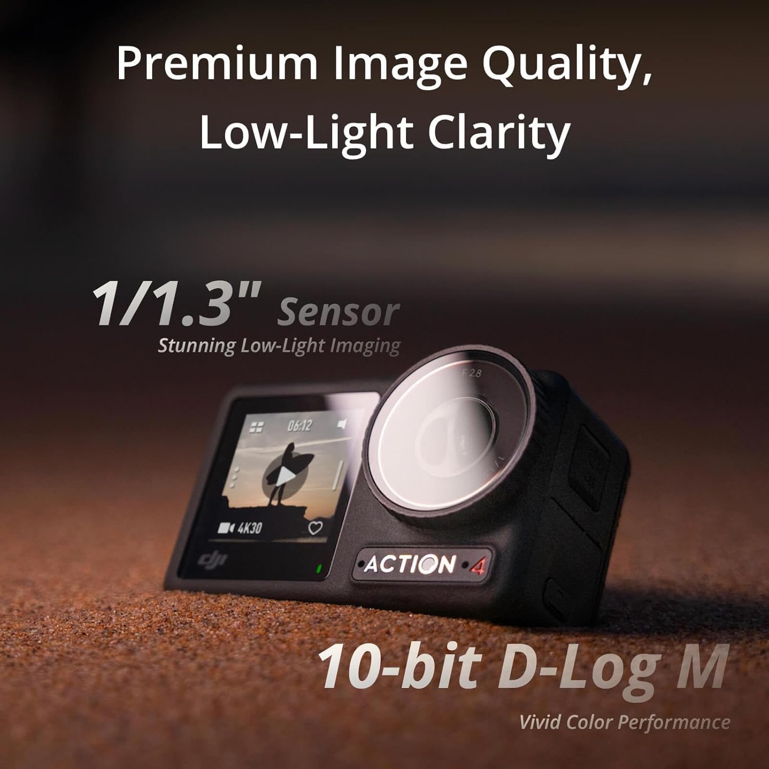 DJI Osmo Action 4 - 4K/120fps Waterproof Action Camera with a 1/1.3-Inch Sensor, Stunning Low-Light Imaging, 10-bit & D-Log M Color Performance, Long-Lasting 160 Mins, Outdoor Camera