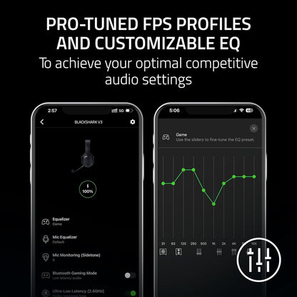 Razer Shark V3 - Wireless e-sports Headset - TriForce 50mm Drivers - Detachable broadband Microphone - THX Spatial Audio - Wireless 2,4 GHz & Bluetooth - FPS profiles - PC/Mac |