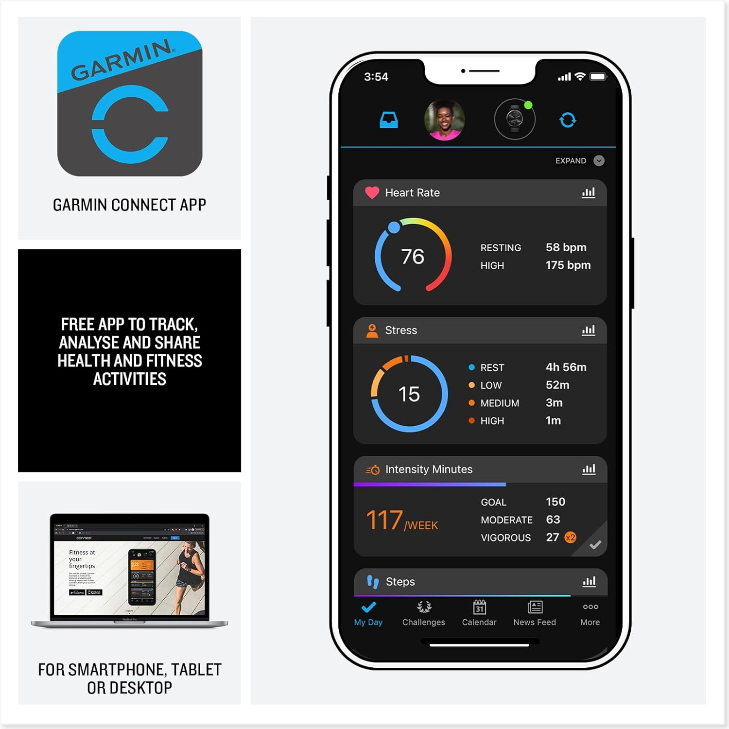 Garmin Venu 3S GPS 41mm , AMOLED Touchscreen, All-day Advanced Health & Fitness Features, Voice Functionality, Music Storage, Wellness with up to 10 days battery life,