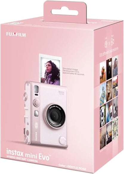 instax mini EVO 2-in-1 Hybrid Digital camera and photo printer, 2.7 inch rear LCD screen, with 10 lens and 10 film effects, uses instax mini film sold separately, colour