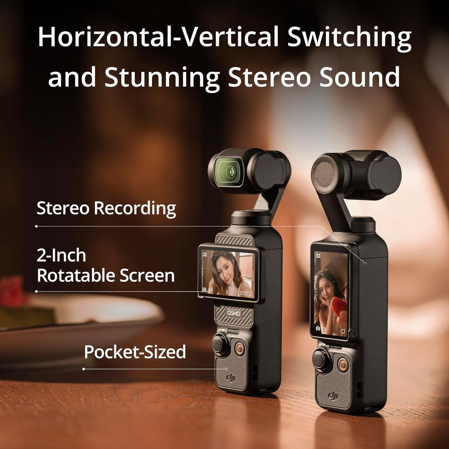 DJI , Vlogging Camera with 1'' CMOS & 4K/120fps Video, 3-Axis Stabilization, Face/Object Tracking, Fast Focusing, Mic Included for Clear Sound, Small Camera for Photography