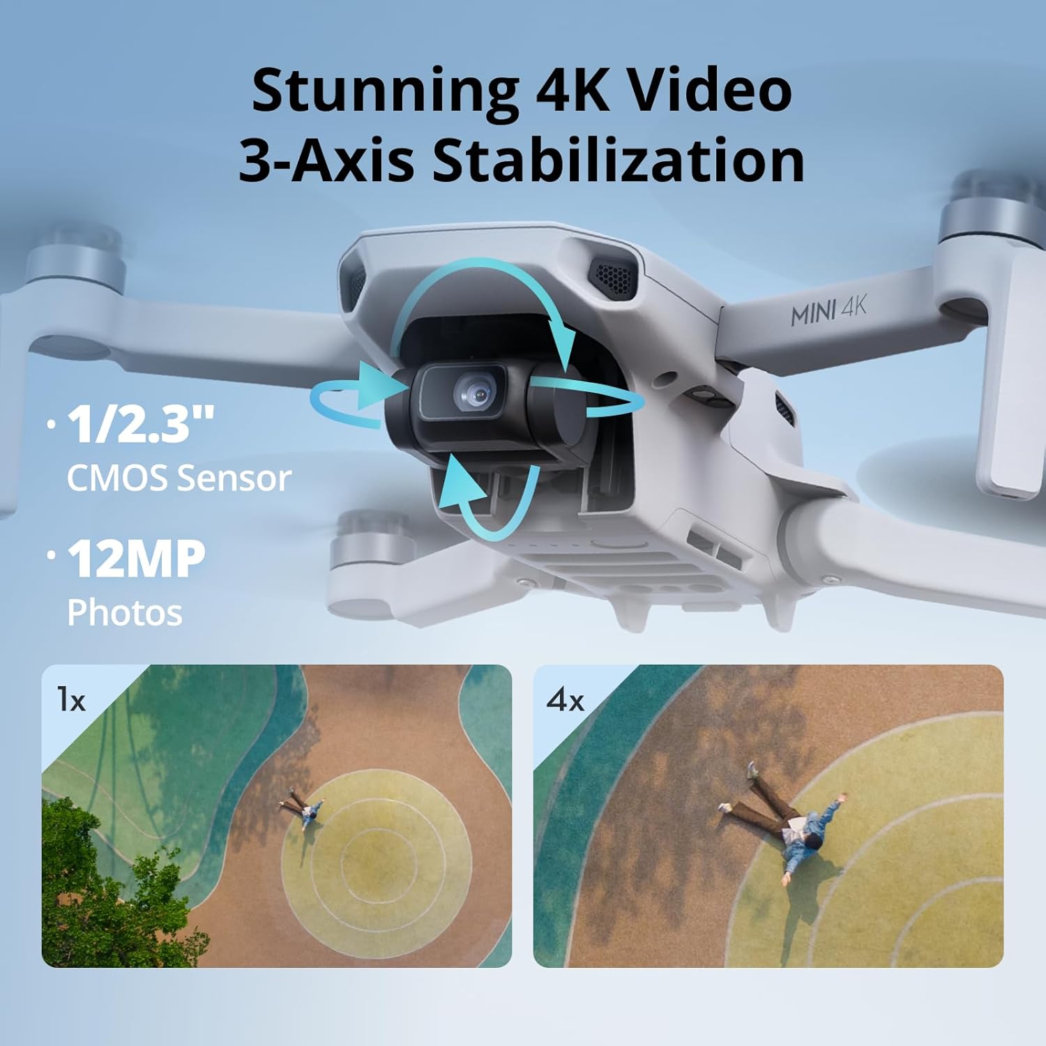 DJI Mini 4K, Drone with Camera 4K Professional, Under 249 g, 3-Axis Gimbal Stabilization, 10km Video Transmission, Auto Return, Wind Resistance, 31-Min Max Flight Time, Intelligent Flight