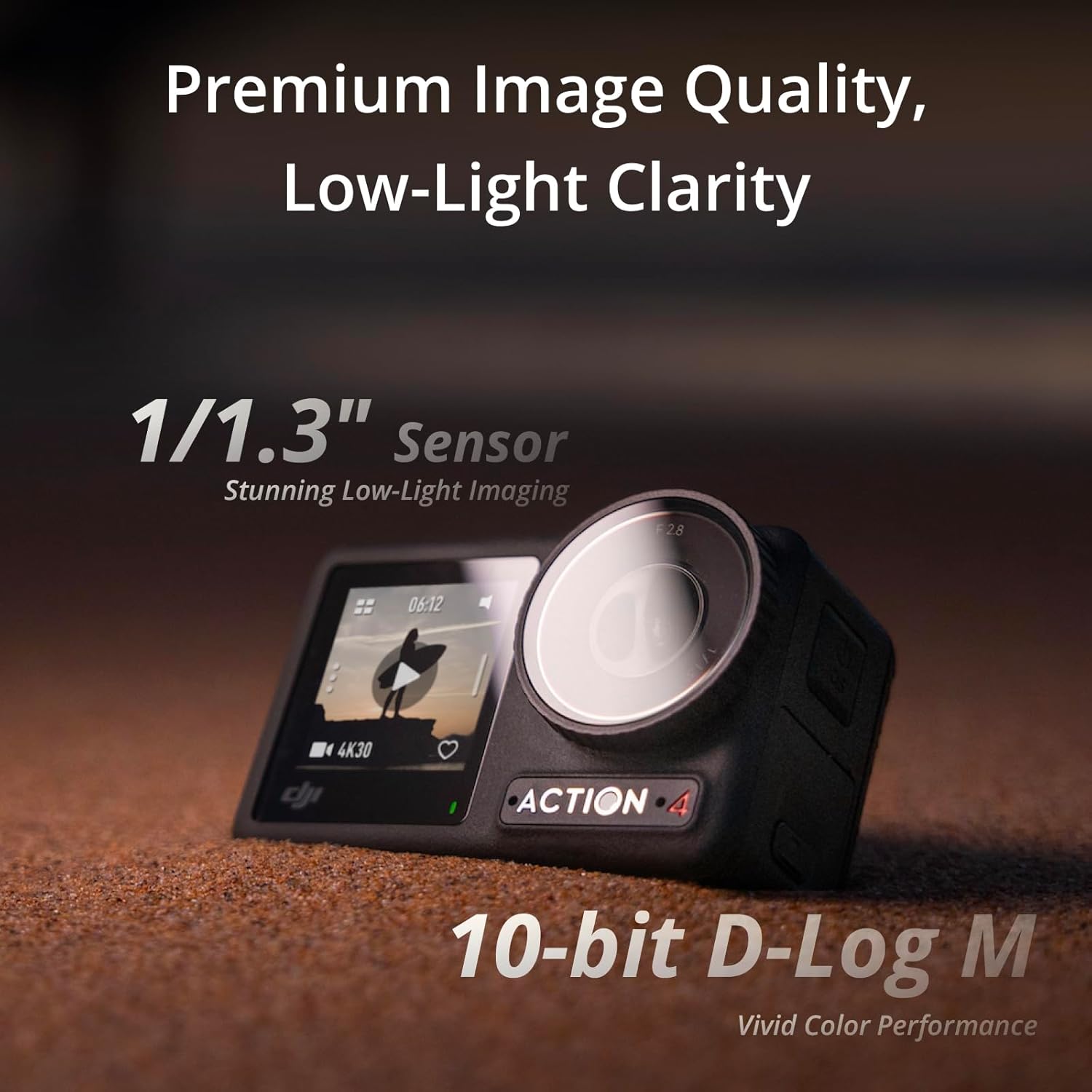 DJI Osmo Action 4 - 4K/120fps Waterproof Action Camera with a 1/1.3-Inch Sensor, Stunning Low-Light Imaging, 10-bit & D-Log M Color Performance, Long-Lasting 160 Mins, Outdoor Camera