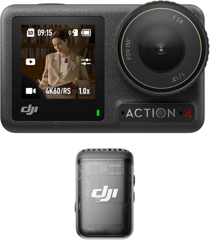 DJI Osmo Action 4 - 4K/120fps Waterproof Action Camera with a 1/1.3-Inch Sensor, Stunning Low-Light Imaging, 10-bit & D-Log M Color Performance, Long-Lasting 160 Mins, Outdoor Camera