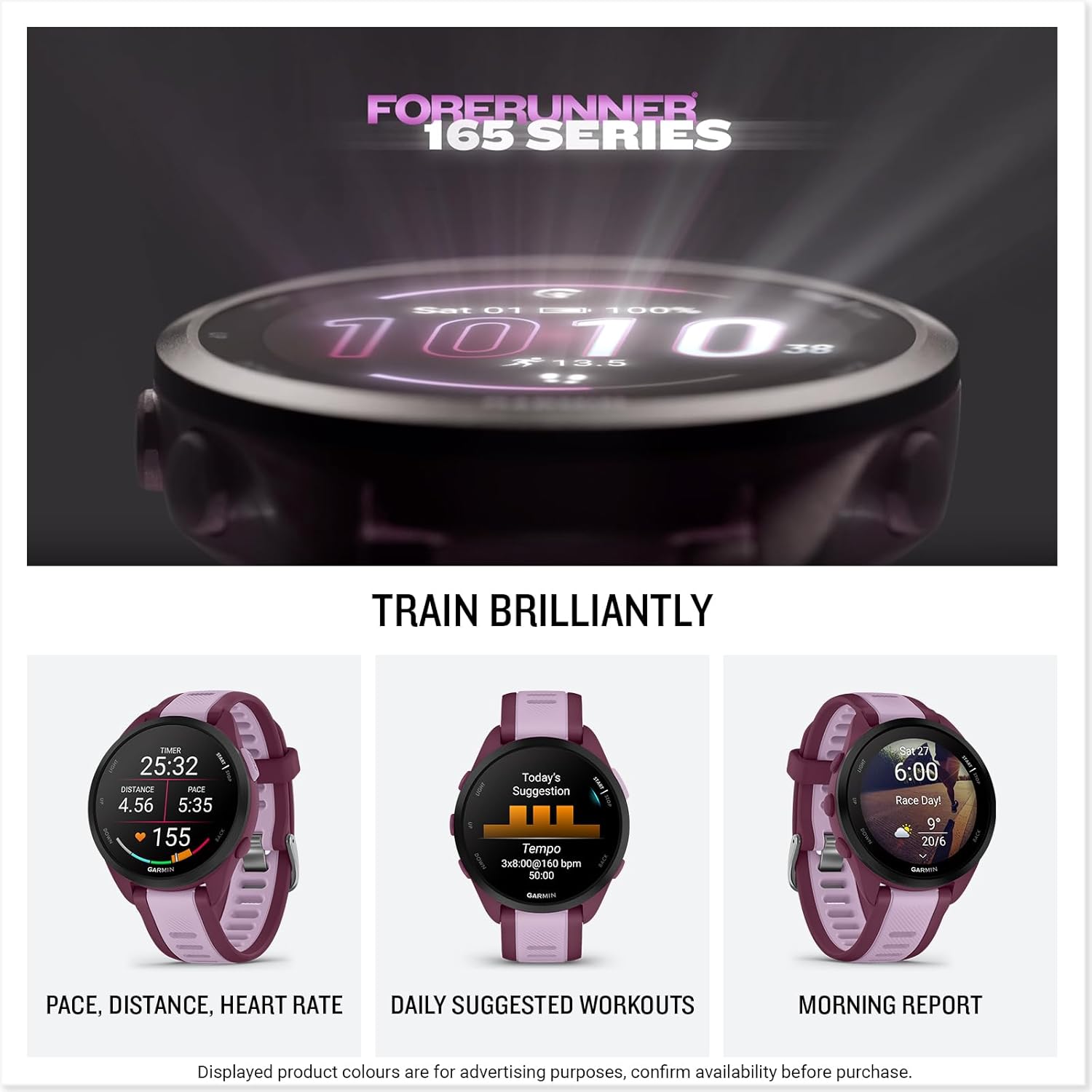 Garmin Forerunner 165 Music GPS 43mm Running Smartwatch, Lightweight, AMOLED Touchscreen, Advanced Training & Insights, Safety & Tracking Features, up to 11 days Battery Life,