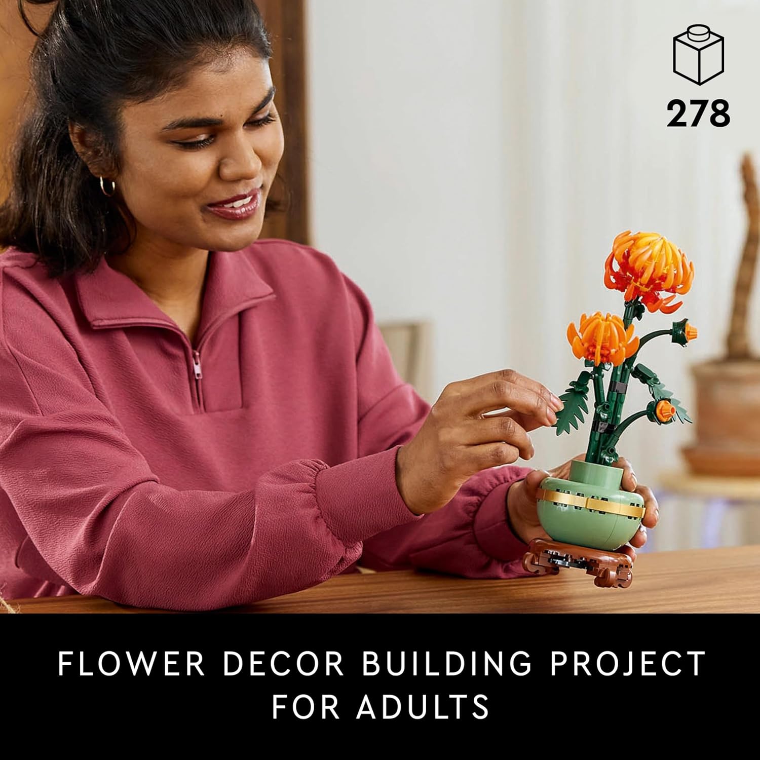 LEGO Botanicals Chrysanthemum Artificial Flower Building Set - Creative Model Kit for Adults to Build - Faux Plant Gift for Women and Men - Home Office Decor from the Botanical Collection - 10368