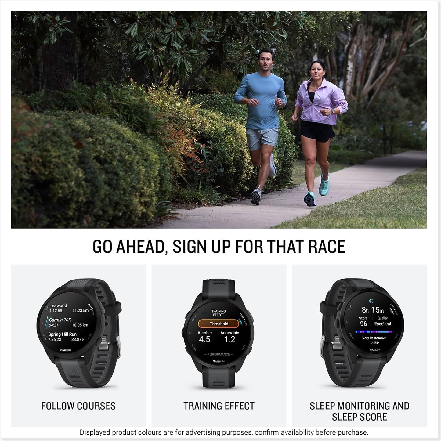 Garmin Forerunner 165 GPS 43mm Running Smartwatch, Lightweight, AMOLED Touchscreen, Advanced Training, Insights and Features, Safety & Tracking Features, up to 11 days Battery Life, White