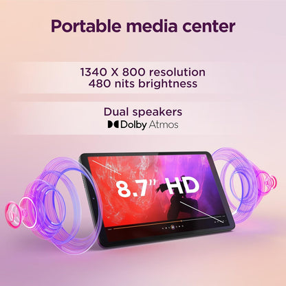 Lenovo Tab One Android Tablet | 8.7 inch HD Display | MediaTek Helio G85 | 4GB RAM | 128GB | Wi-Fi 5 | Clear Case