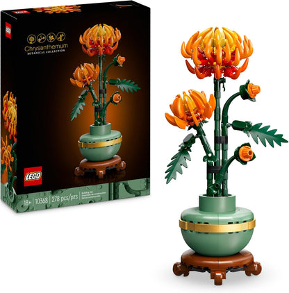 LEGO Botanicals Chrysanthemum Artificial Flower Building Set - Creative Model Kit for Adults to Build - Faux Plant Gift for Women and Men - Home Office Decor from the Botanical Collection - 10368