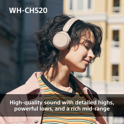 Sony WH-CH520 Wireless Bluetooth On-Ear Headphones, Sound, Lightweight Design, Up to 50hr Battery Life, Quick Charge, EQ, Clear Call Quality, iOS & Android