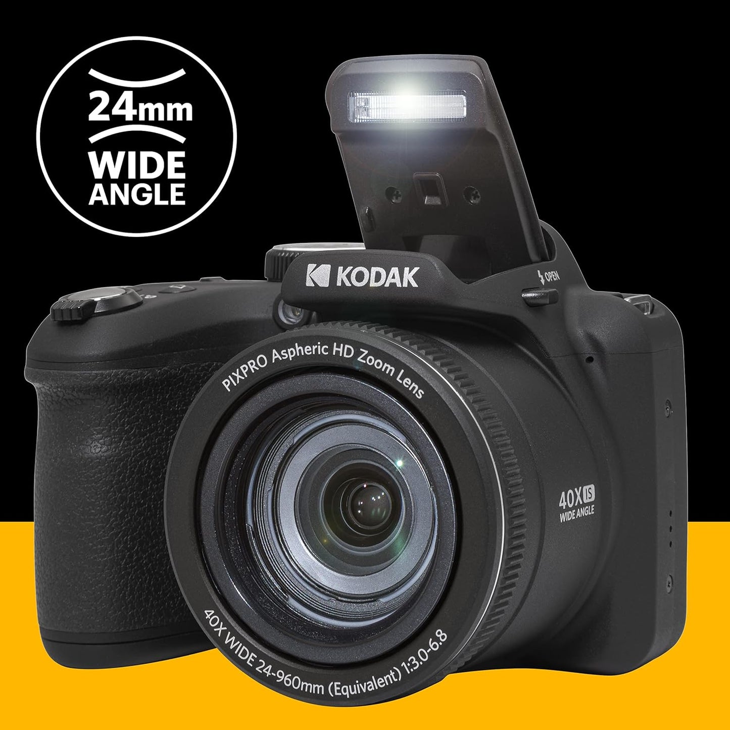 KODAK Pixpro Astro Zoom AZ405 - Digital Bridge , 40x Zoom, 24 mm Wide-angle Lens, 20 Megapixels, 3" LCD Display, 1080p Full HD Video, OIS, AA Battery